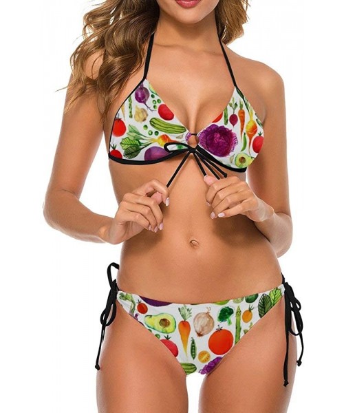 Sets Women Fashion Sexy Adjustable Halter Bikini Set Two Piece Bathing Suits - Vegetables - C0198Y2KO8N