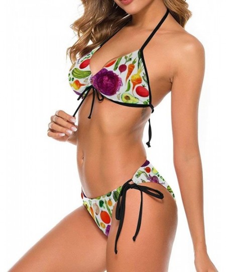 Sets Women Fashion Sexy Adjustable Halter Bikini Set Two Piece Bathing Suits - Vegetables - C0198Y2KO8N