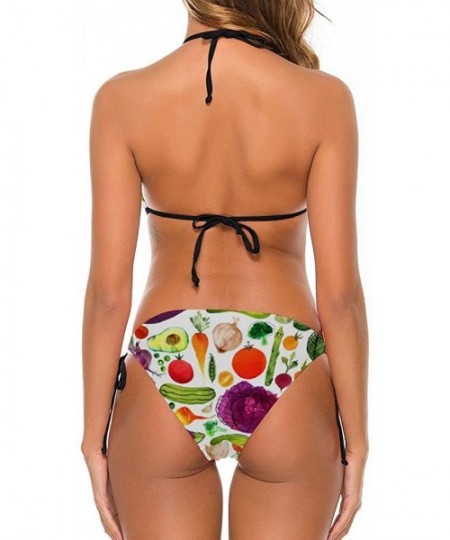 Sets Women Fashion Sexy Adjustable Halter Bikini Set Two Piece Bathing Suits - Vegetables - C0198Y2KO8N