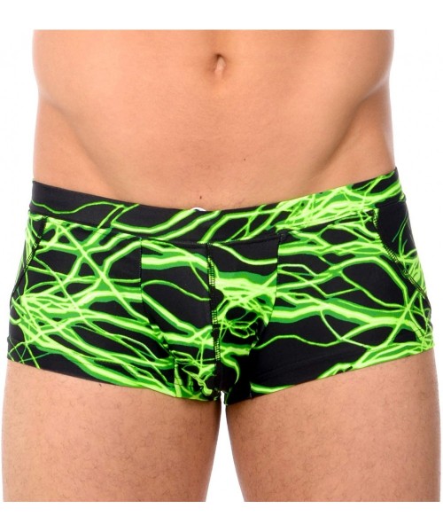 Briefs Mens New Printed Hot Body Boxer Swimsuit - Green Thunder - CR18IIERC2I