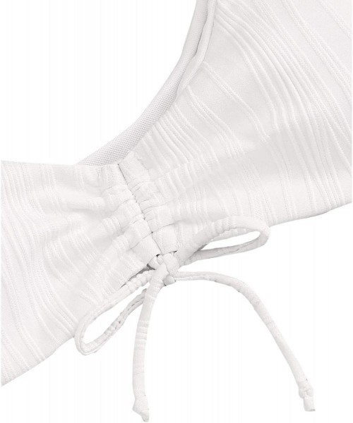 Sets Women's Sexy Lace Up Spaghetti Strap Bathing Suits Tie Side Bikini Set - White-1 - CD194IAQ3GE