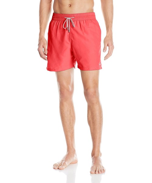 Trunks Men's Solid Swim Trunk - Coral - CI12EBOGD85