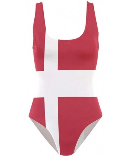 One-Pieces Womens Swimsuits Colombian Flag One Piece Tankini Girls Monokini - Danish Flag - C318QXD7IQA