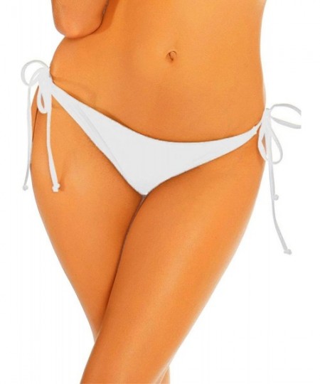 Tankinis Women Thong Bikinis Bottoms Brazilian Adjustable Ruched Butt Back Ruffle Cheeky Thong Swimsuit - White - CW18COHKGNI