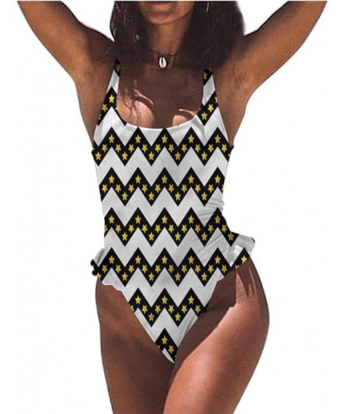 Bottoms Tie Bikini Swimsuit Set Chevron- Nostalgic Complex Zig Zag Cute Confy and Sexy - Multi 06-one-piece Swimsuit - C619E7...