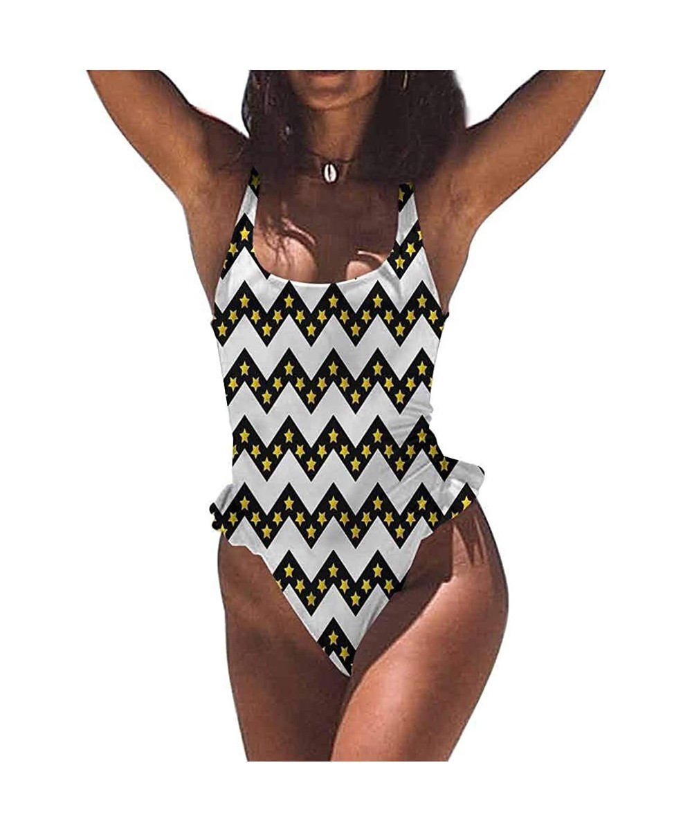 Bottoms Tie Bikini Swimsuit Set Chevron- Nostalgic Complex Zig Zag Cute Confy and Sexy - Multi 06-one-piece Swimsuit - C619E7...