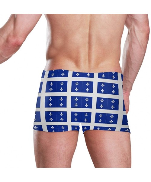 Racing Quebec Flag Fleur-De-Lis Blue Men's Jammer Swimsuit Solid Square Leg Swimwear Surf - CU18THZ42CS