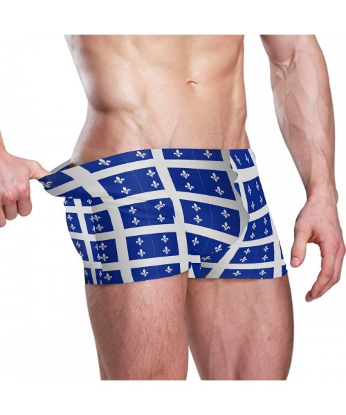 Racing Quebec Flag Fleur-De-Lis Blue Men's Jammer Swimsuit Solid Square Leg Swimwear Surf - CU18THZ42CS