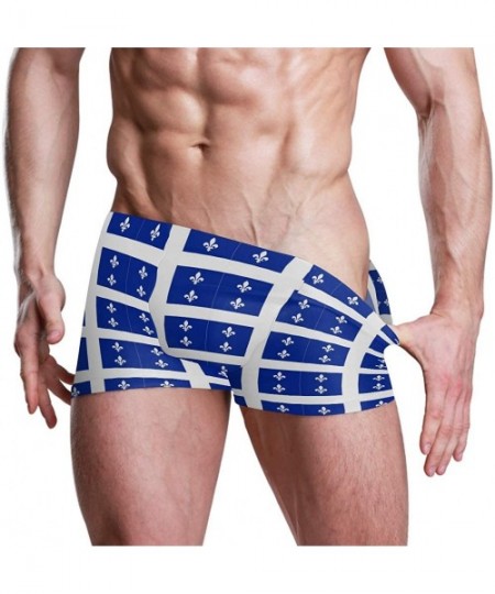 Racing Quebec Flag Fleur-De-Lis Blue Men's Jammer Swimsuit Solid Square Leg Swimwear Surf - CU18THZ42CS