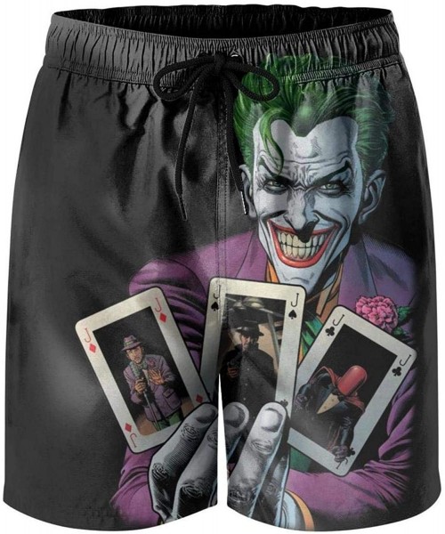 Board Shorts Men's Beach Shorts Joker-Holding-Cards-DC-Comics- Loose Casual Swim Short - White-29 - CG19C4UWEE9