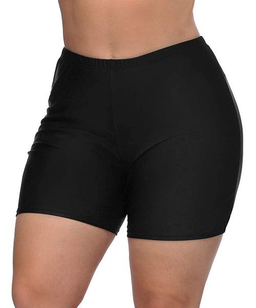 Board Shorts Women's Plus Size Swim Shorts High Waisted Swimsuit Bottoms Boardshorts - 1 Black Built-in Panty Shorts - CP18G3...