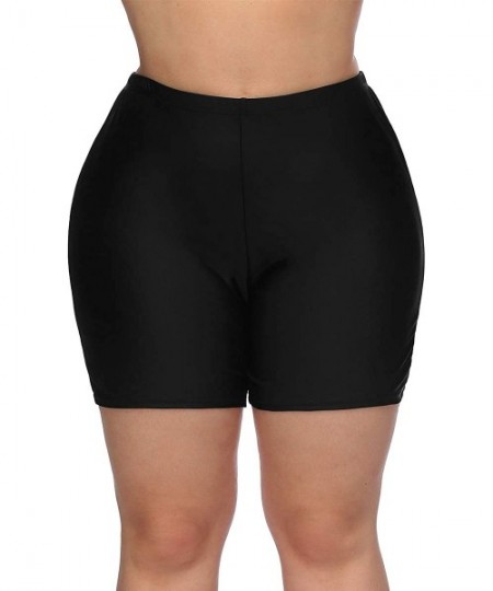 Board Shorts Women's Plus Size Swim Shorts High Waisted Swimsuit Bottoms Boardshorts - 1 Black Built-in Panty Shorts - CP18G3...