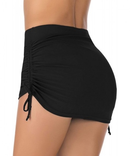 Tankinis Women's Skirted Bikini Bottom Short Skort Swimdress - Black4 - CD18XMLRUEY