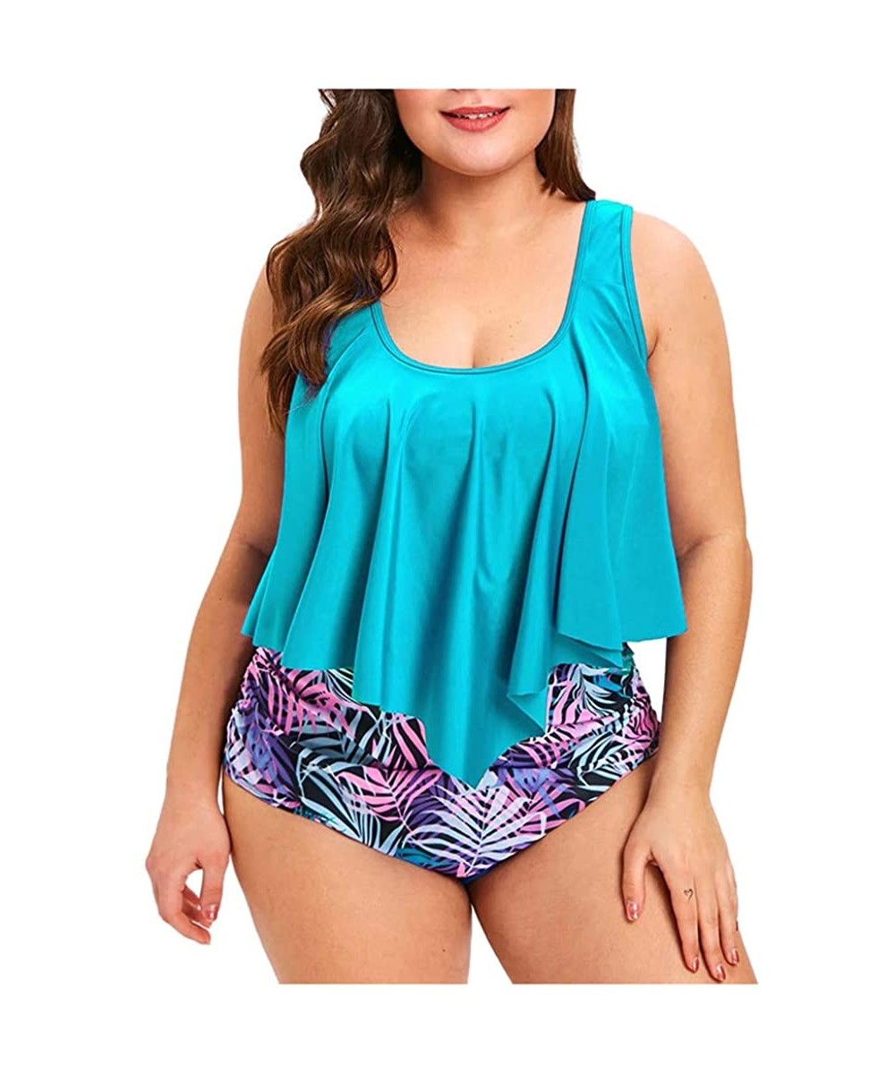 Racing Bikini for Women High Waisted Swimsuits Tummy Control Two Piece Tankini Ruffled Top with Swim Bottom Bathing Suits - A...