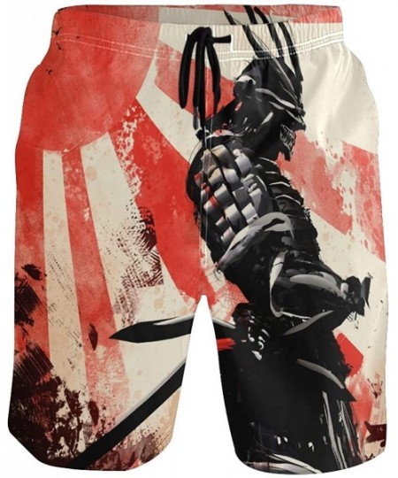 Board Shorts Mens Surfing Shorts Pirate Ship On Stormy Sea Swim Trunks Shorts - Japanese Sunset Samurai Warrior - CI192ON2STH