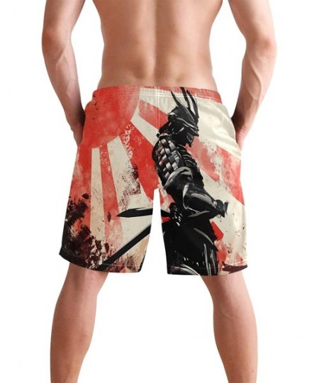 Board Shorts Mens Surfing Shorts Pirate Ship On Stormy Sea Swim Trunks Shorts - Japanese Sunset Samurai Warrior - CI192ON2STH