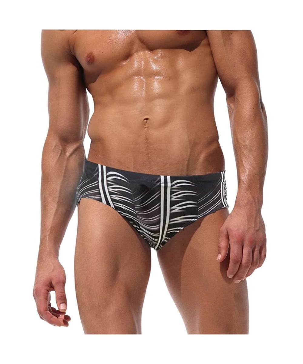 Rash Guards Men Swimwear Basic Bodybuild Swim Boxer Trunks Board Shorts Gradient Beach wear Swimsuits - Black - CQ194XMOKN4