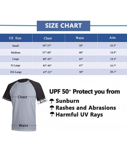 Rash Guards Men's UPF 50+ Rashguard Swim Shirts Sun Protection Quick Dry Shirt - Navy Blue+light Grey/Black - CP18UU3OYUY