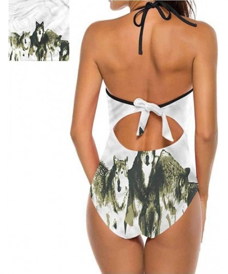 One-Pieces V Neck Lace Up Swimsuits Different Types of Trees Super Cute and Unique - Multi 07 - CY19C4G4KHU