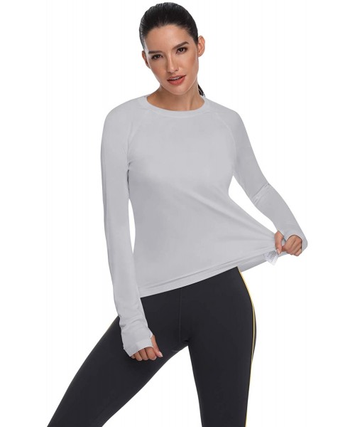 Cover-Ups Women's UPF 50+ Sun Protection Long/Short Sleeve Outdoor T-Shirt Athletic Top Rashguards - Long Sleeve-light Gray -...