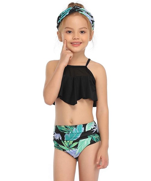 Sets Mommy and Me Swimsuits Family Matching Bathing Suit Two Piece Bikini Sets High Waisted - Black + Floral 03 - CB1966N22E5