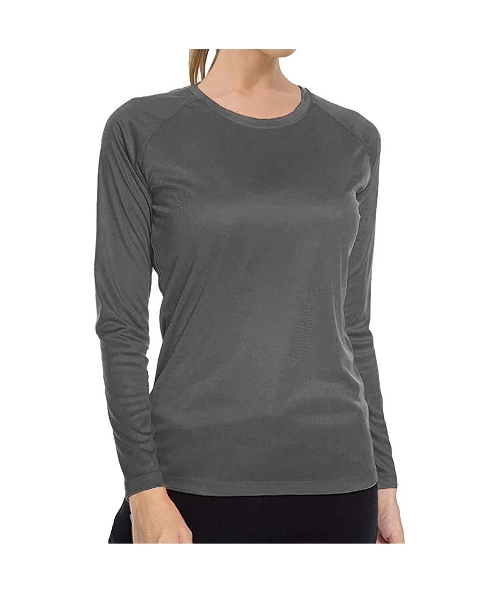 Rash Guards Women's Long Sleeve Shirts Sun Protection Lightweight Hiking UPF 50+ Running Sweatshirts - Deep Gray - CM19857QWMU