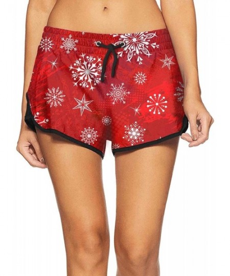 Board Shorts Girl Beach Pants Merry Christmas Snowflake Pajama Shorts Hot Pant Womens Shorts - Merry Christmas Snowflakes - C...