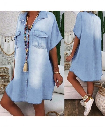 Cover-Ups Dresses for Women- Boho Solid Linen Aline Dress Round Neck T Shirt Dress Bikini Cover Up Gifts Womens Dresses - X-l...