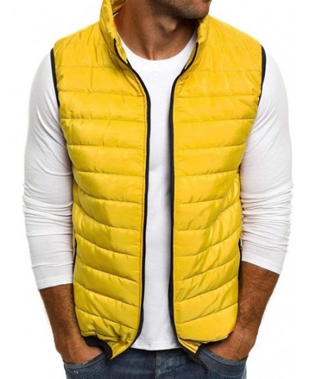 Racing Mens Vest Jacket Winter Warm Waistcoat Lightweight Zipper Sleeveless Water-Resistant Packable Puffer Down Coat - Yello...