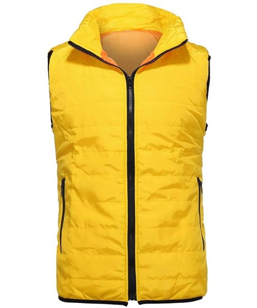 Racing Mens Vest Jacket Winter Warm Waistcoat Lightweight Zipper Sleeveless Water-Resistant Packable Puffer Down Coat - Yello...