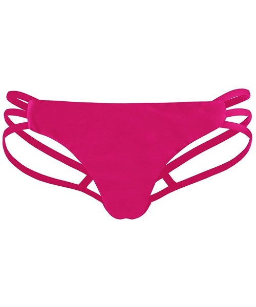 Bottoms Womens Micro Thong Sexy G String Triangle Bikini Bottom Summer Beachwear - Rose Red - CD18GLCIR4L