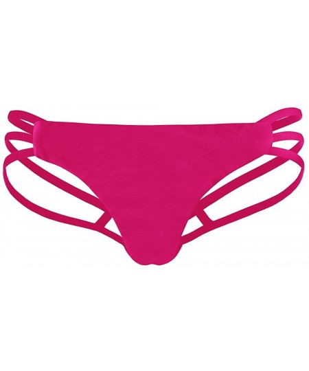 Bottoms Womens Micro Thong Sexy G String Triangle Bikini Bottom Summer Beachwear - Rose Red - CD18GLCIR4L