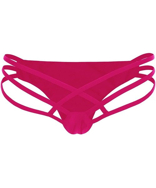 Bottoms Womens Micro Thong Sexy G String Triangle Bikini Bottom Summer Beachwear - Rose Red - CD18GLCIR4L