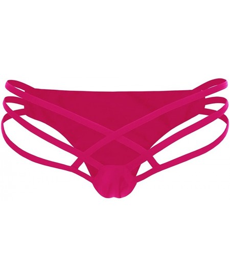 Bottoms Womens Micro Thong Sexy G String Triangle Bikini Bottom Summer Beachwear - Rose Red - CD18GLCIR4L