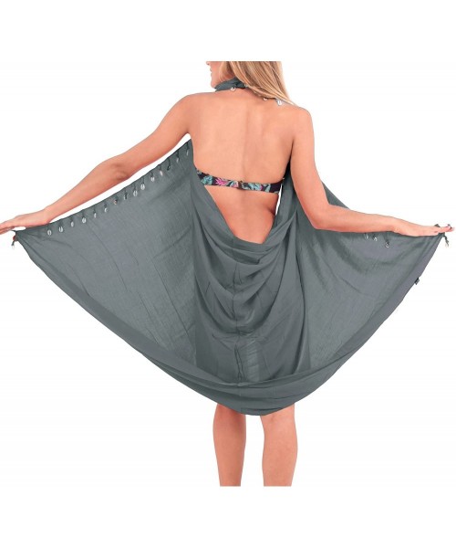 Cover-Ups Women's Sarong Wrap Swimwear Cover Up Beach Skirt Yoga Mats Solid Plain - Turquoise_o676 - CN180639244