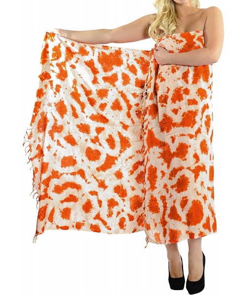 Cover-Ups Women's One Size Sarong Beach Blanket Pareo Wrap Skirt Tie Hand Tie Dye - Pumpkin Orange_l649 - CA187DI2UA7