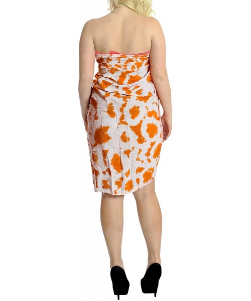 Cover-Ups Women's One Size Sarong Beach Blanket Pareo Wrap Skirt Tie Hand Tie Dye - Pumpkin Orange_l649 - CA187DI2UA7