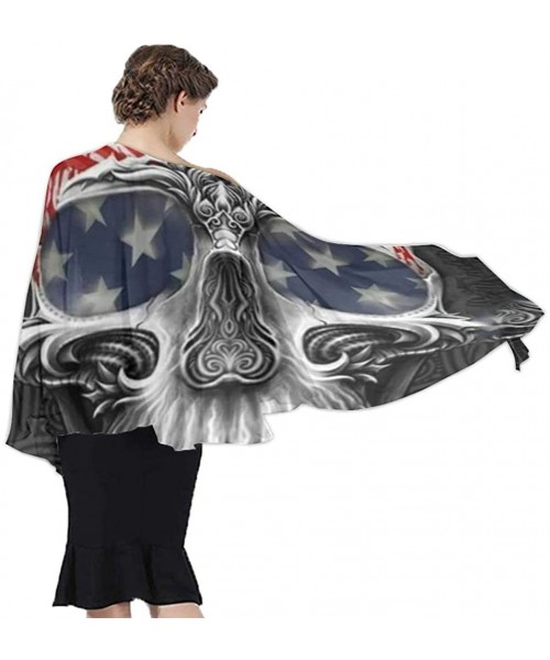 Cover-Ups Women Fahion Swimsuit Bikini Cover Up Sarong- Party Wedding Shawl Wrap - Us Star Flag Skull - C119C6NKCMN