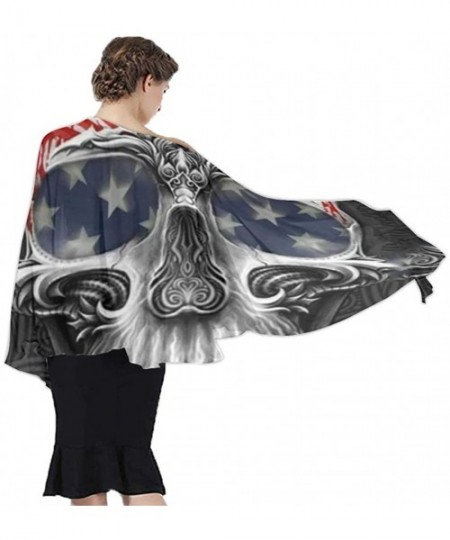 Cover-Ups Women Fahion Swimsuit Bikini Cover Up Sarong- Party Wedding Shawl Wrap - Us Star Flag Skull - C119C6NKCMN