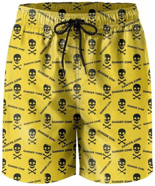 Board Shorts Mens Danger Zone Skull Swim Trunks Surf Swimming Knee Length Boardshorts - Danger Zone Skull - CH18IRC0KQH