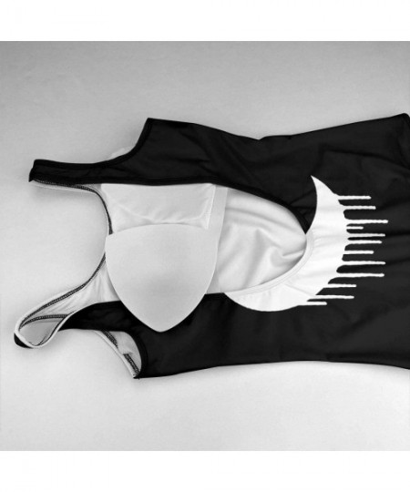 Sets Edgy Goth Crescent Moon Women's V Neck Sexy High Cut Low Back Bikini Sets Beach Bathing Suit - White - CI19943CNYD