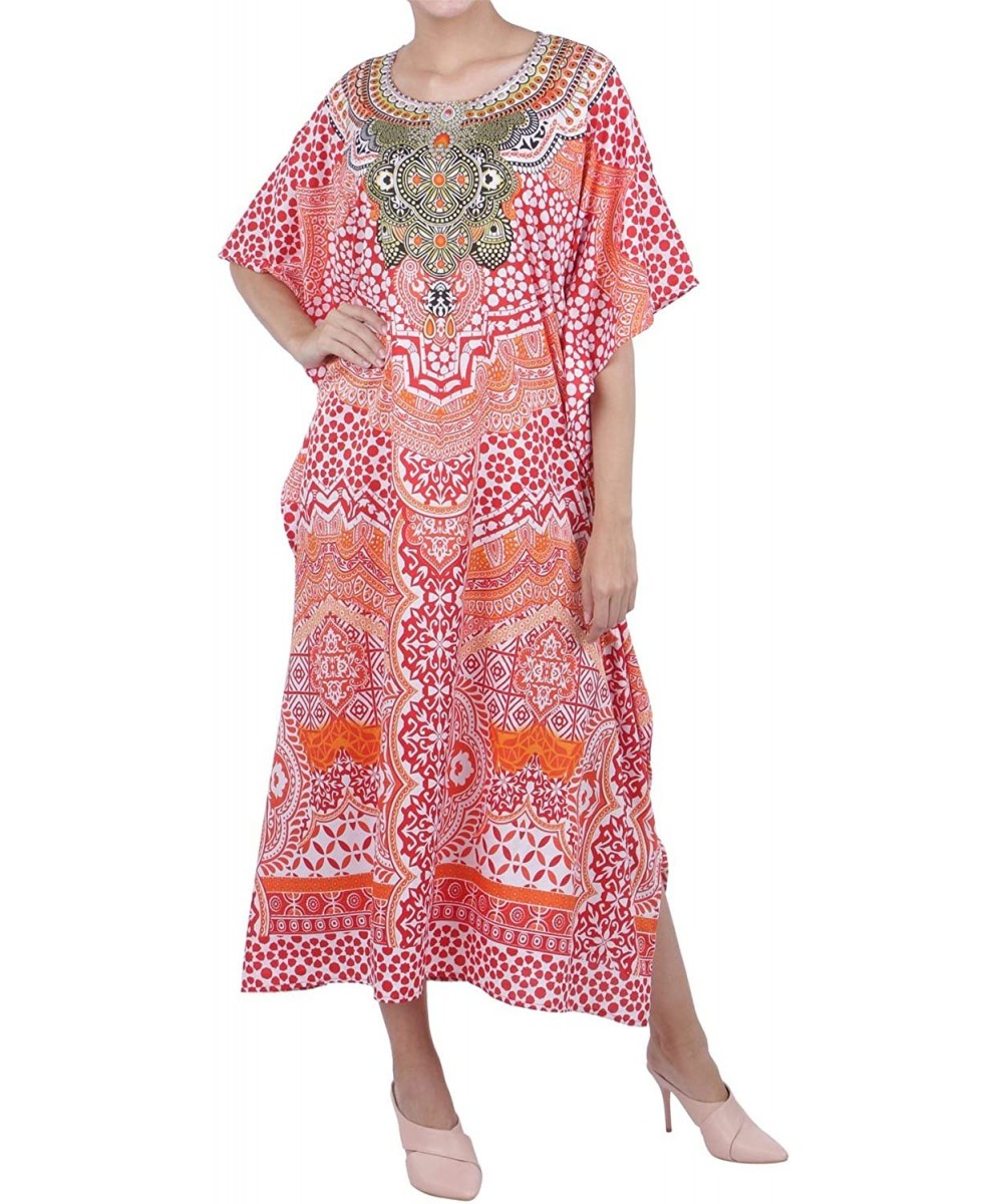 Cover-Ups Ladies Kaftans Kimono Maxi Style Dresses Suiting Teens to Adult Women in Regular to Plus Size - 131-red - CM18L5UCS77