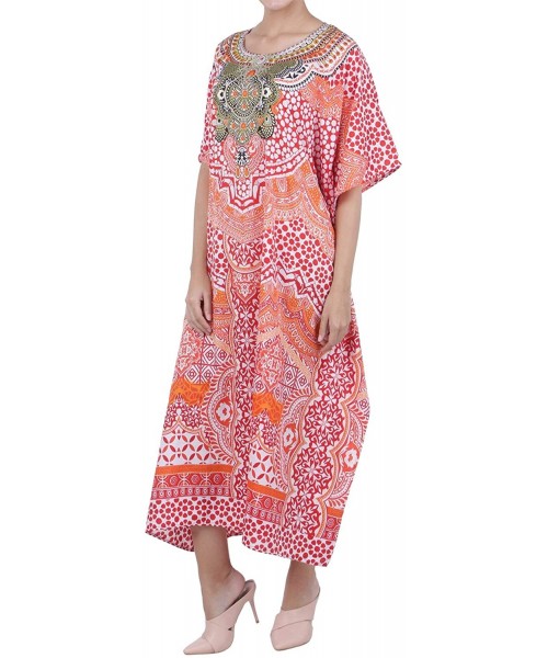 Cover-Ups Ladies Kaftans Kimono Maxi Style Dresses Suiting Teens to Adult Women in Regular to Plus Size - 131-red - CM18L5UCS77