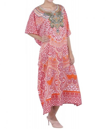 Cover-Ups Ladies Kaftans Kimono Maxi Style Dresses Suiting Teens to Adult Women in Regular to Plus Size - 131-red - CM18L5UCS77