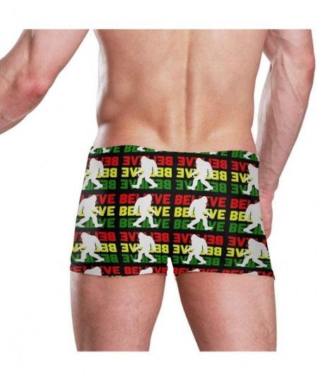 Racing Believe Bigfoot Xmas Gift Men's Jammer Swimsuit Solid Square Leg Swimwear Surf - CY18TGAL5YI