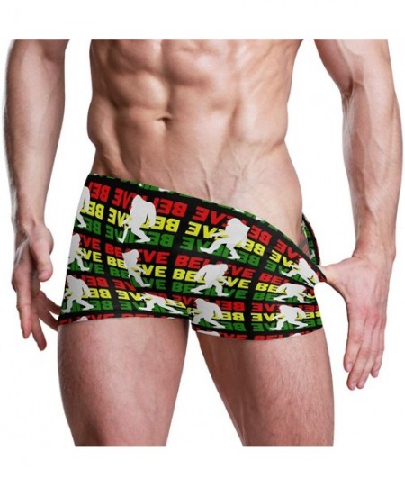 Racing Believe Bigfoot Xmas Gift Men's Jammer Swimsuit Solid Square Leg Swimwear Surf - CY18TGAL5YI