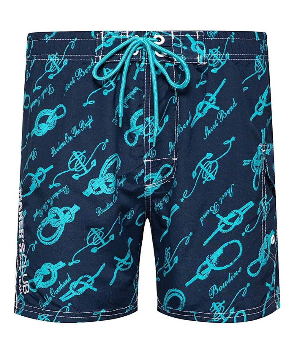 Board Shorts Mens Swim Trunks Quick Dry Funny Shorts with Mesh Lining Swimwear Bathing Suits - 153m-blue - CT190G0M907