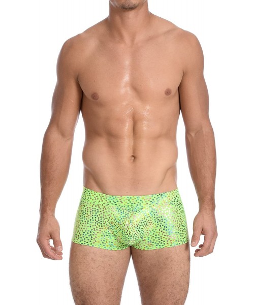 Briefs Mens New Printed Hot Body Boxer Swimsuit - Trinket Lime - C0187GHRZYN