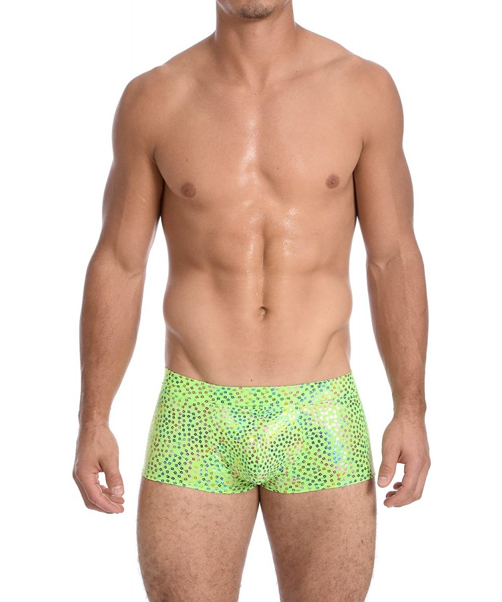 Briefs Mens New Printed Hot Body Boxer Swimsuit - Trinket Lime - C0187GHRZYN