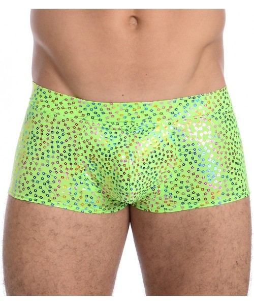 Briefs Mens New Printed Hot Body Boxer Swimsuit - Trinket Lime - C0187GHRZYN